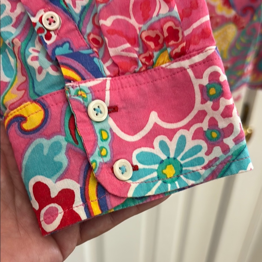 Talbots Women’s LG Vibrant Floral Button-Up Shirt -100% cotton - Picture 2 of 8